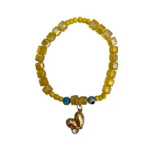 Turkish Evil Eye Elastic Bracelet with Heart Charm